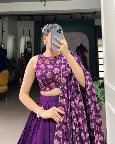 Artriddhs Dola silk D NO DEGITAL 11 Purple Wholesale lehengha choli manufacturers in India
